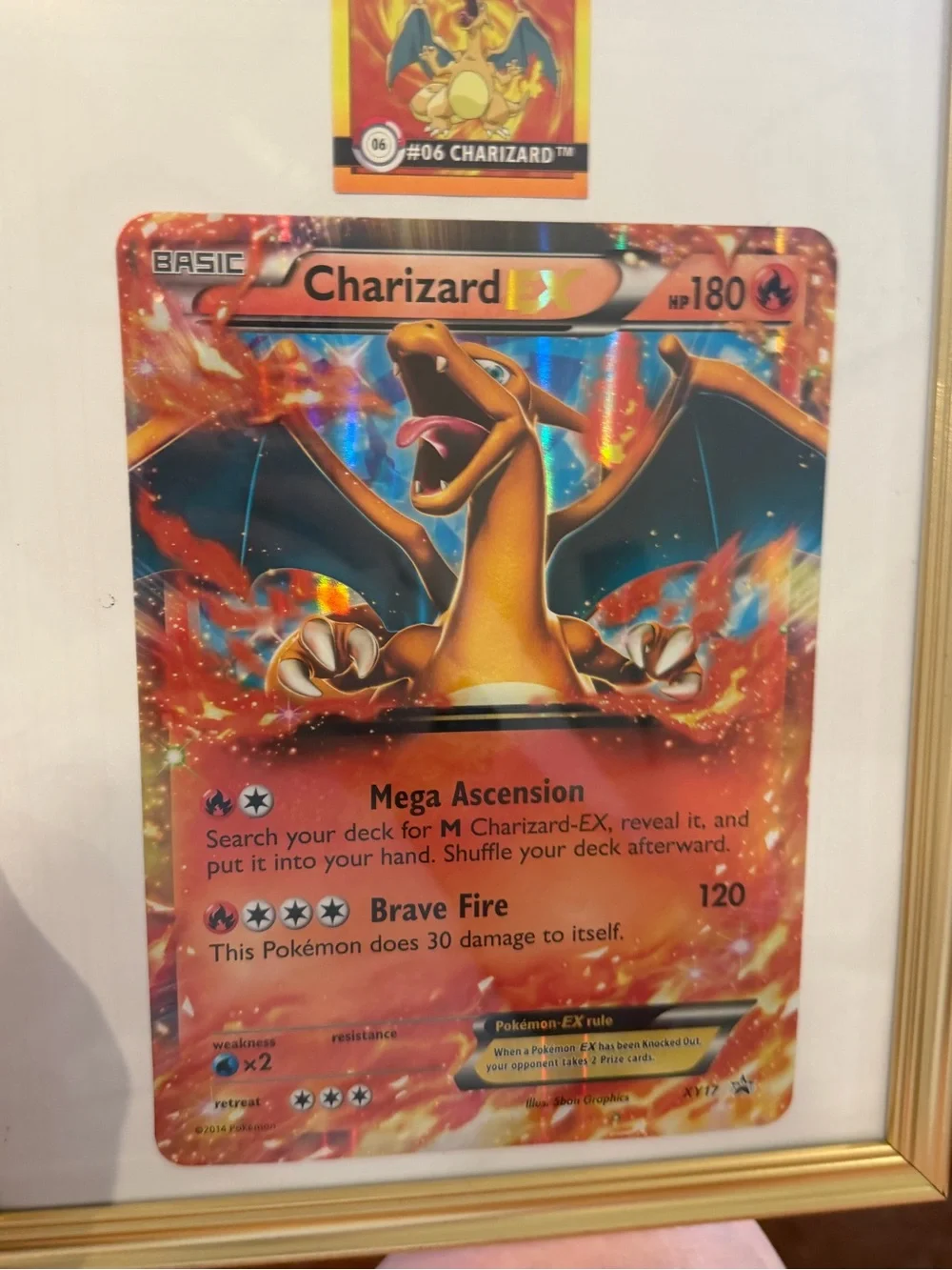 Pokemon Charizard Framed Holographic Card - Orange, Yellow, Black